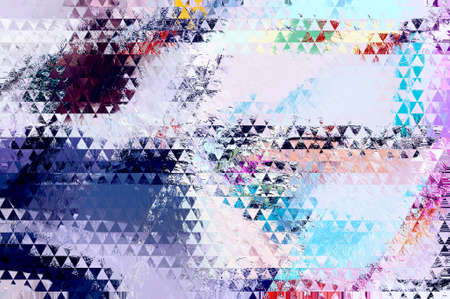 Abstract Colorful Geometrical Artwork, Abstract Graphical Art Background Texture, Modern Conceptual Art, Synthwave Aesthetic Poster Print, 3D Rendering, 3D Illustrationの写真素材