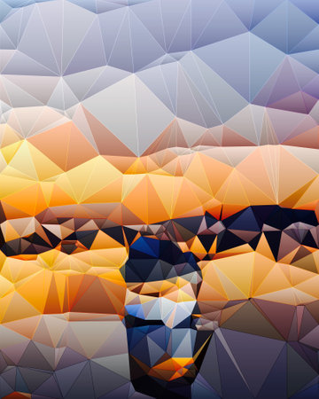 Abstract Colorful Geometrical Artwork,Abstract Graphical Art Background Texture,Modern Conceptual Art,Synthwave Aesthetic Poster Print, 3D Renderingの写真素材