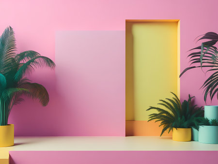 Minimalist abstract scene with geometrical forms. 3d renderの素材
