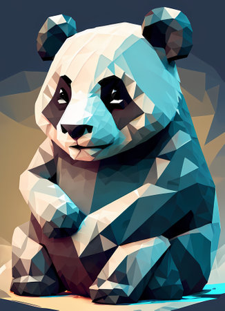 Low poly illustration of a panda. Polygonal style.の素材