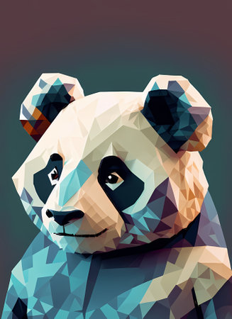 Low poly panda bear. Polygonal low poly illustration.の素材