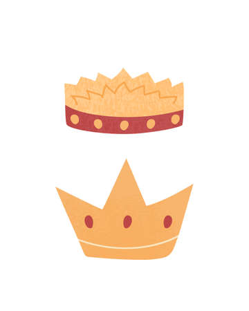 Hand drawn set of crowns.Modern vector illustration isolated on white background.のイラスト素材