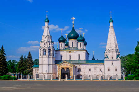 The Church of Elijah the Prophet in Yaroslavl. A beautiful white Church on the Central square of the ancient Yaroslavl is an outstanding monument of the famous Yaroslavl school of architecture and painting of the XVII century.の写真素材