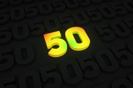3d render. Stylish volumetric digit 50 megabytes in a gradient, on a black patterned background. Concept: internet, communication, technology, digital, speedの写真素材