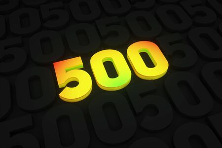 3d render. High speed 500 megabits. Volumetric numbers in a color gradient. Concept: stream, speed, internet, instant downloadの写真素材