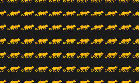 Yellow cat continuous pattern, great for any kind of packaging. Wrapping paper design. Textile design.の写真素材