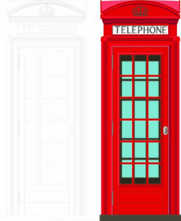 red phone box color london england uk vector high detailのイラスト素材