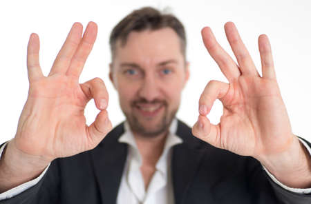 man with all right gestureの写真素材