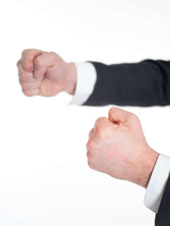 Fists of a businessman. He is ready to fight.の写真素材