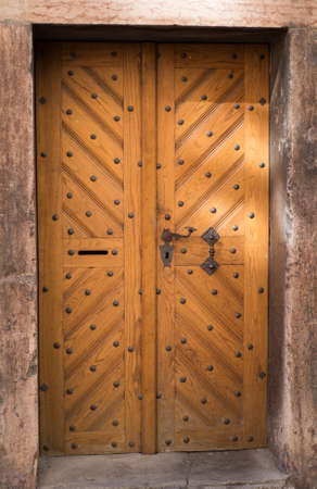 Old wooden door of Cesky Krumlov, Czech Republic