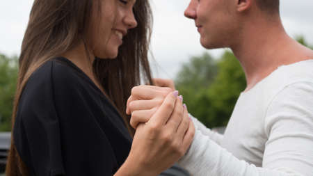 Holding hand. Man and woman in love