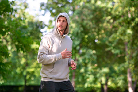 Male runner is training in the park.の写真素材