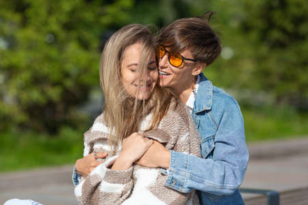Love and relationships concept - lesbian couple enjoy each other.の写真素材