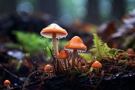 Amazing litte mushroom in a forest after the rain.の素材