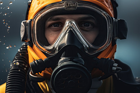 Deep sea industrial diver close-up.の素材