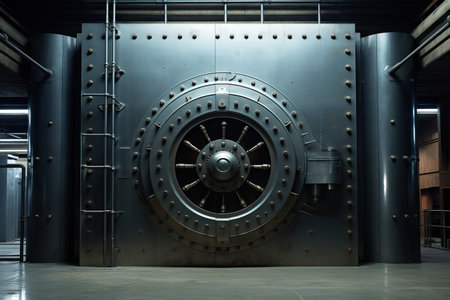 Vault bank door in storage room.の素材