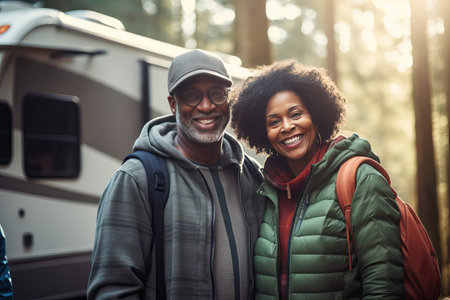 Smiling African American couple looking at camera.の素材