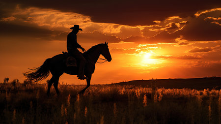 Rider at sunset.の素材