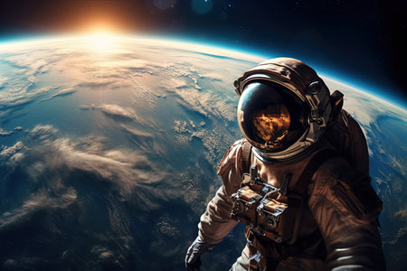 Astronaut in the outer space over the planet Earthの素材