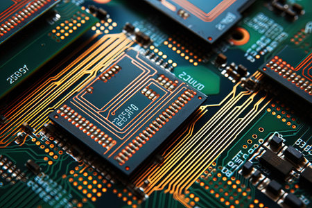 Macro photo of a computer chip.の素材
