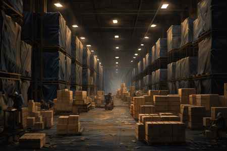 Interior of an old factory warehouse.の素材