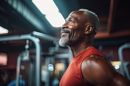 African American man in the gym.の素材