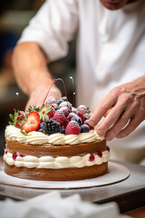 Indulge your senses with this tempting masterpiece. The aroma of freshly baked cake, the visual allure of intricate decorations, and the heavenly taste combine to create an unforgettable experience.の素材