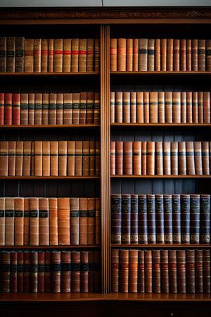 Discover magic of bygone eras through these captivating images that transport you to a time when libraries were sanctuaries of knowledge, filled with shelves adorned with weathered volumes of wisdom.の素材