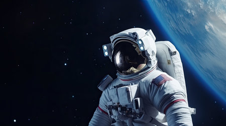 Astronaut in the outer space over the planet Earth.の素材