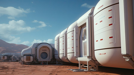 Embark on an incredible odyssey as humanity ventures into the unknown, carving a path towards a thriving civilization on Mars.の写真素材