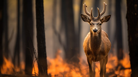 Amidst the chaos, a deers strength and adaptability become evident.の素材