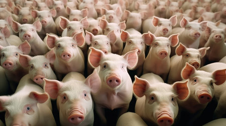 A piglet rolling over for a belly rub, showcasing its trust and affection for its human caretakersの写真素材