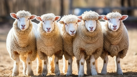 A contented sheep lying down in the shade of a tree, enjoying a moment of relaxationの写真素材