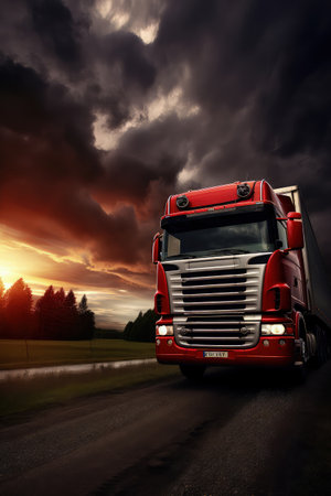 From bustling cityscapes to serene countryside, this truck is a constant presence, delivering goods that shape the fabric of our interconnected world.の写真素材