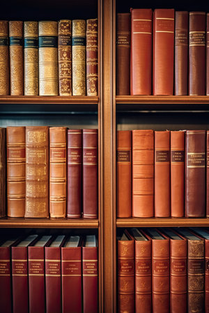 Experience the allure of ancient knowledge with this breathtaking visual, where a historical library shelf reveals the hidden secrets and wisdom of the agesの素材