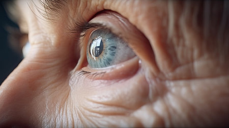 The gentle creases around these eyes stand as a testament to a life well-lived and a commitment to maintaining healthy vision.の素材