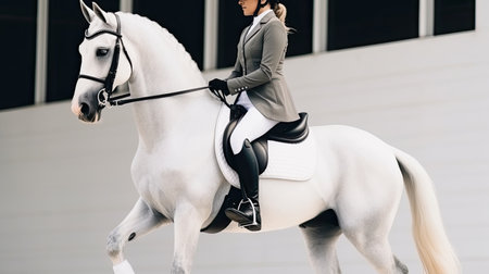 Dressage horse portrait before the competition.の素材