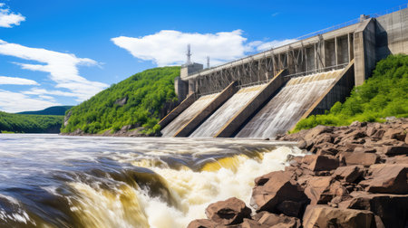 The dynamic movement of water turbines in action, capturing the essence of harnessing natures power to fuel sustainable development.の素材