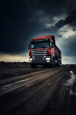 As the world moves forward, this truck serves as a steadfast companion, delivering goods that fuel progress and prosperity.の写真素材