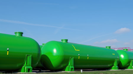 Tanks for storing methane - the result of processing agricultural waste to produce an environmentally friendly source of energy. Compact and reliable tank for storing renewable methane.の素材