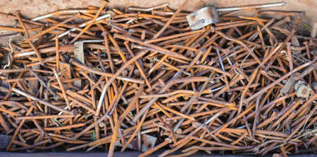 Old rusty nails of different sizes