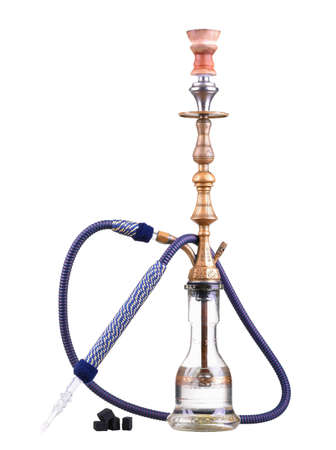 Hookah isolated on a white background. Water pipe, hookah tobacco, coal, charcoalの写真素材