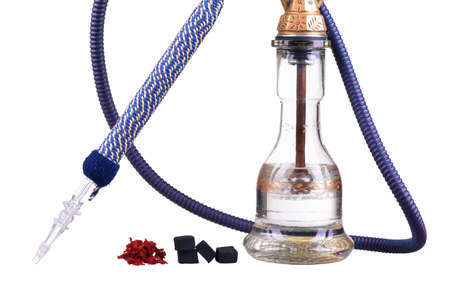 Hookah isolated on a white background. Water pipe, hookah tobacco, coal, charcoal