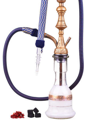 Hookah with milk isolated on a white background. Water pipe, hookah tobacco, coal, charcoalの写真素材