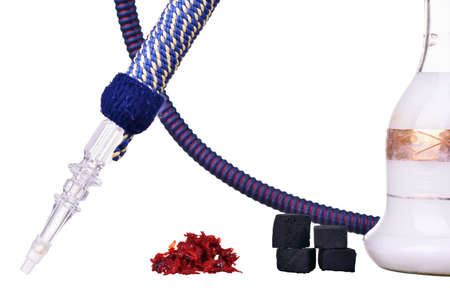 Hookah with milk isolated on a white background. Water pipe, hookah tobacco, coal, charcoal