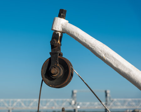 roller at the end of the beam lifting mechanism for small loadsの写真素材