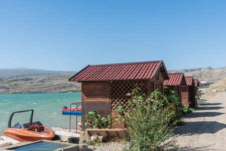 recreation center with boat trips along the Chirkeysky reservoirの写真素材