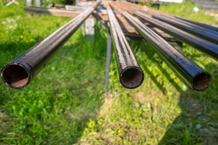 Black Poles Description: Poles painted black.の写真素材