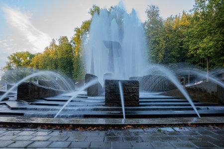 Long exposure shot of splashing fountain. Splashing Fountainの写真素材