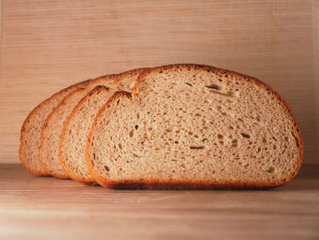 a piece of rye bread close-upの写真素材